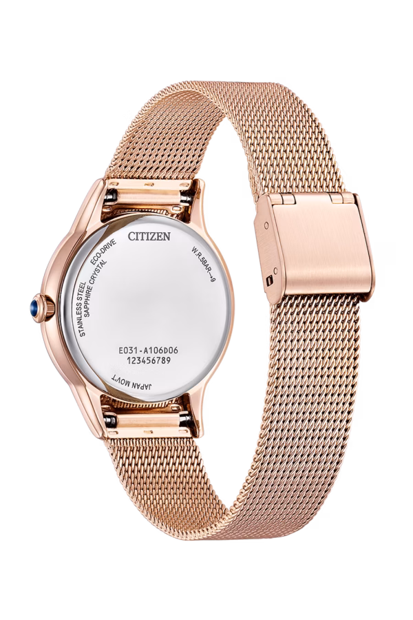 CITIZEN 星辰 L系列 亞洲限定廣告款 玫瑰金非洲菊光動能女錶 EM1153-88A：圖片 3