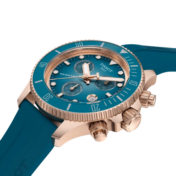TISSOT 天梭 Seastar 1000 Quartz Chronograph 38mm TURQUOISE 綠松石 海星三眼計時錶 T120.217.37.041.00：圖片 4
