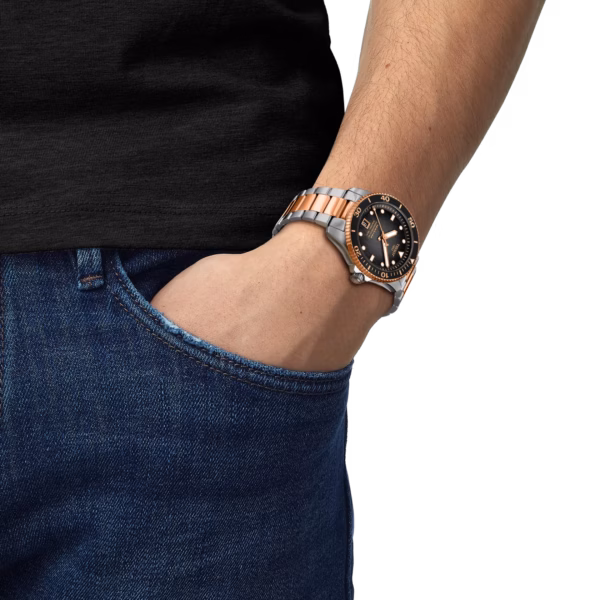 TISSOT 天梭 Seastar 1000 Powermatic 80 40mm 玫瑰金海星潛水錶 T120.807.22.051.01：圖片 5
