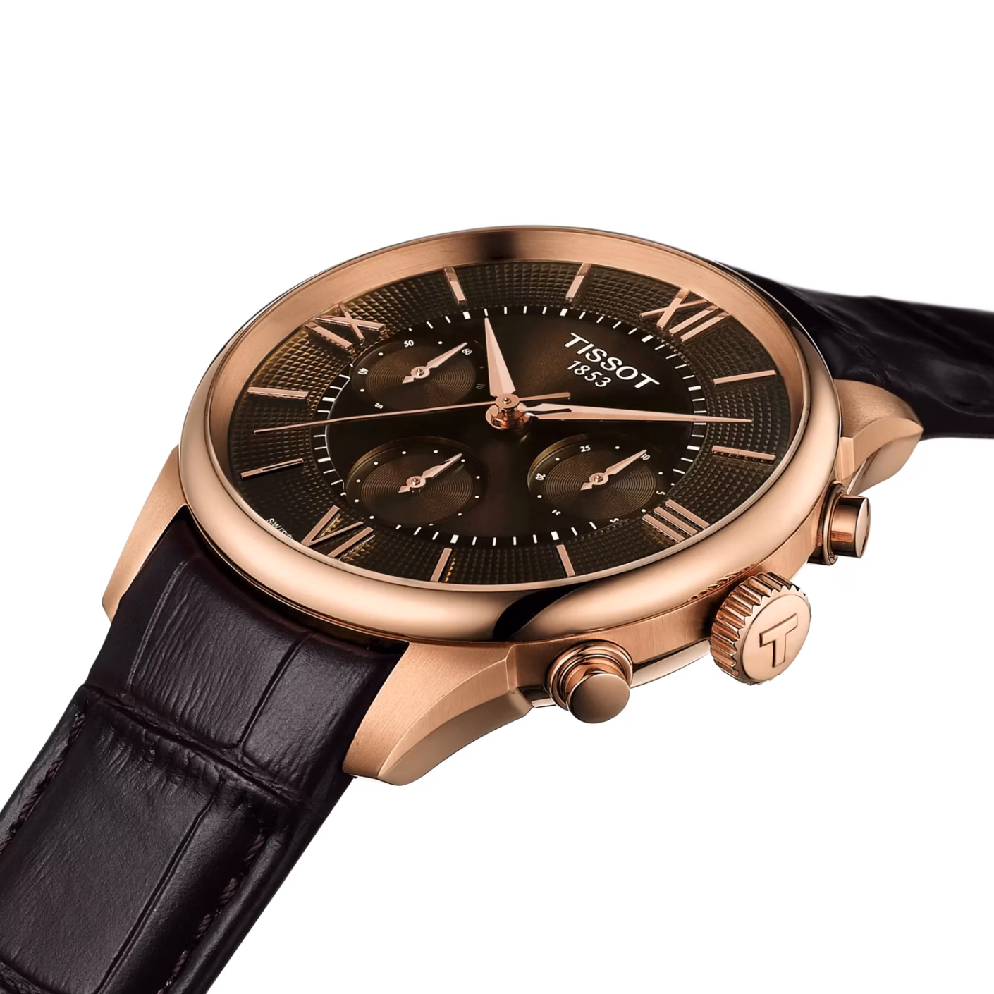 TISSOT 天梭 Chemin des Tourelles Automatic Chronograph 咖啡色 杜魯爾三眼計時機械錶 T139.462.36.298.00