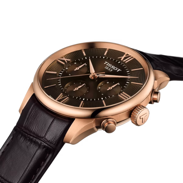 TISSOT 天梭 Chemin des Tourelles Automatic Chronograph 咖啡色 杜魯爾三眼計時機械錶 T139.462.36.298.00：圖片 4