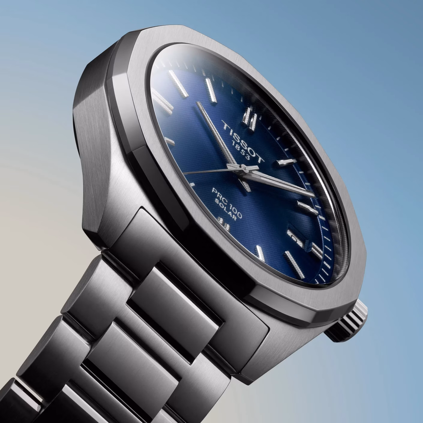 TISSOT 天梭 PRC 100 Solar Quartz 39mm 海藍色 12邊形太陽能腕錶 T151.422.11.041.00