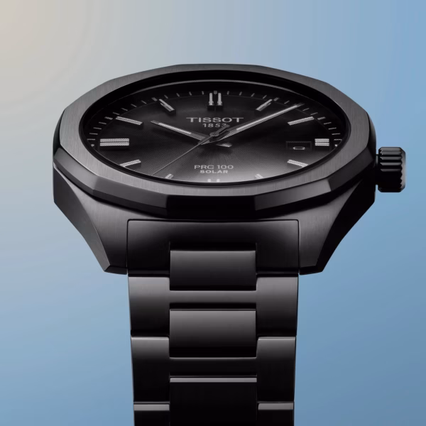 TISSOT 天梭 PRC 100 Solar Quartz 39mm 全黑色 12邊形太陽能腕錶 T151.422.33.051.00：圖片 6