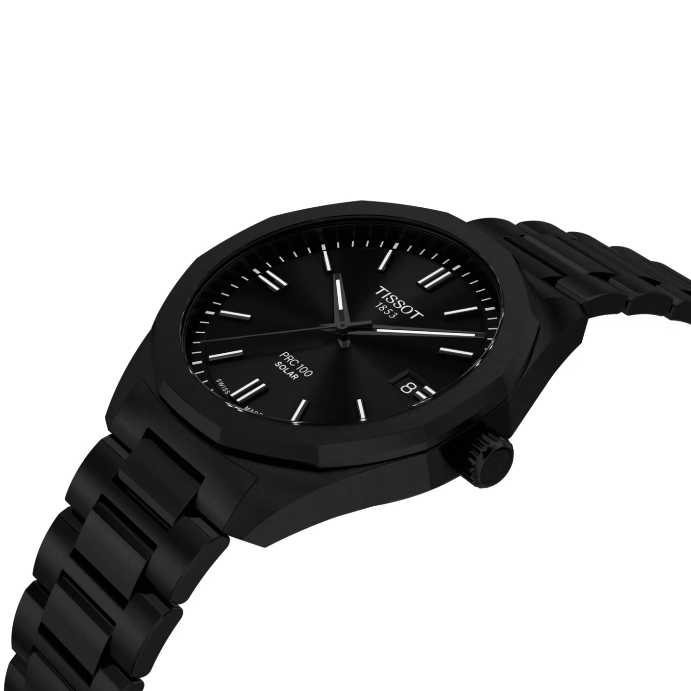 TISSOT 天梭 PRC 100 Solar Quartz 39mm 全黑色 12邊形太陽能腕錶 T151.422.33.051.00