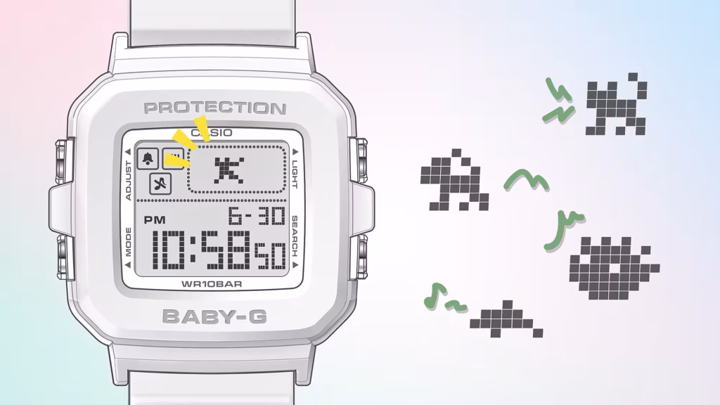 CASIO 卡西歐 BABY-G BGD-10L-7DR 白色 數位像素動畫錶