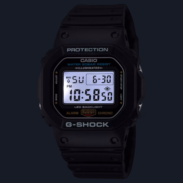 CASIO 卡西歐 G-SHOCK DW-5600UE-1 黑色 經典數位電子錶：圖片 5