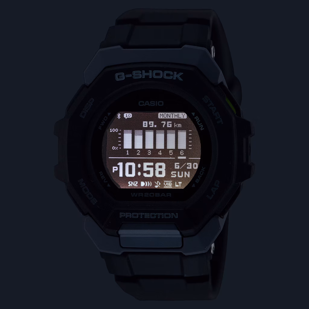 CASIO 卡西歐 G-SHOCK GBD-300-1DR G-SQUAD 黑色八角 運動訓練數位錶