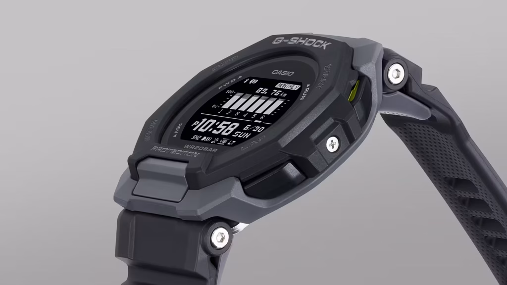 CASIO 卡西歐 G-SHOCK GBD-300-1DR G-SQUAD 黑色八角 運動訓練數位錶