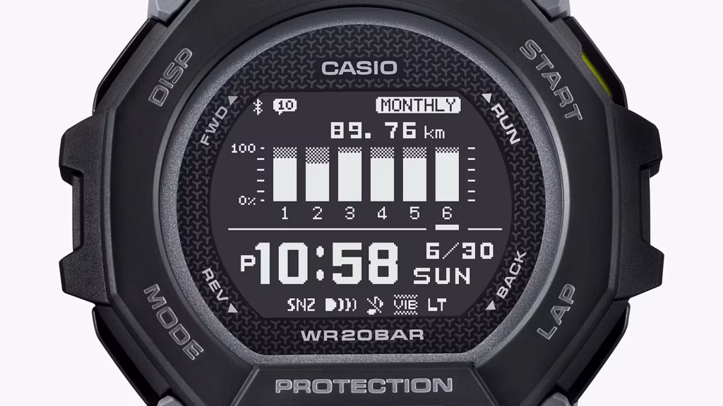 CASIO 卡西歐 G-SHOCK GBD-300-1DR G-SQUAD 黑色八角 運動訓練數位錶