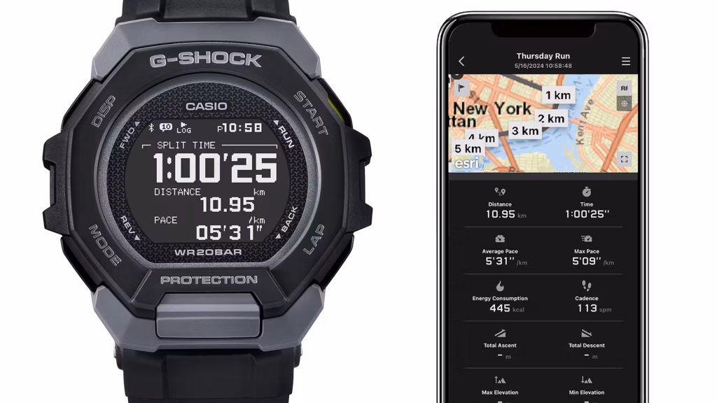 CASIO 卡西歐 G-SHOCK GBD-300-1DR G-SQUAD 黑色八角 運動訓練數位錶
