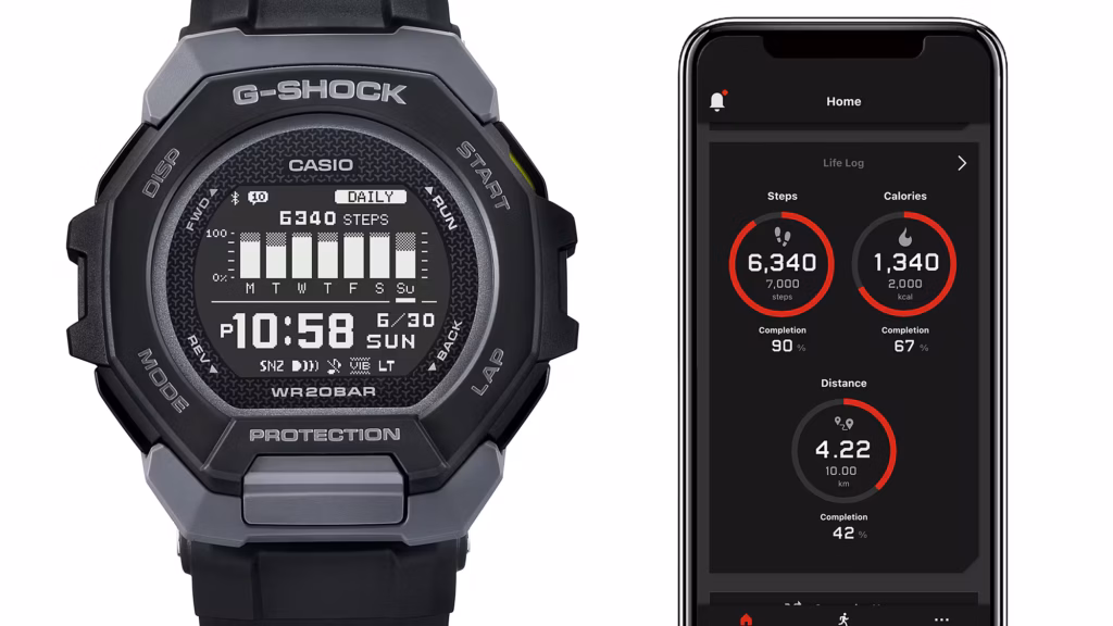 CASIO 卡西歐 G-SHOCK GBD-300-1DR G-SQUAD 黑色八角 運動訓練數位錶