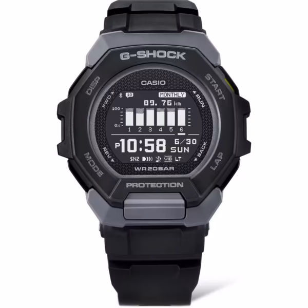 CASIO 卡西歐 G-SHOCK GBD-300-1DR G-SQUAD 黑色八角 運動訓練數位錶：圖片 3