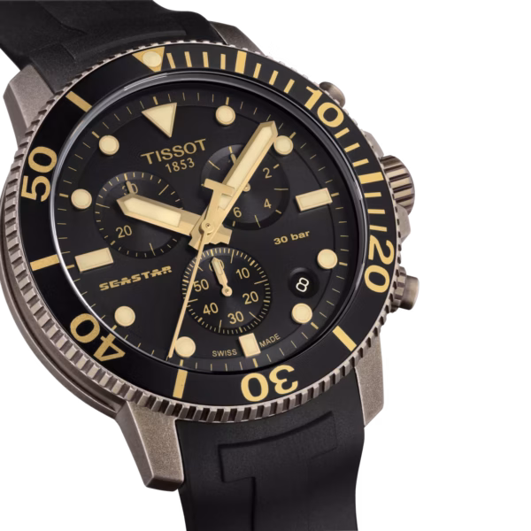 TISSOT 天梭 Seastar 1000 Quartz chronograph 古銅金海星三眼計時錶 T120.417.37.051.01：圖片 3