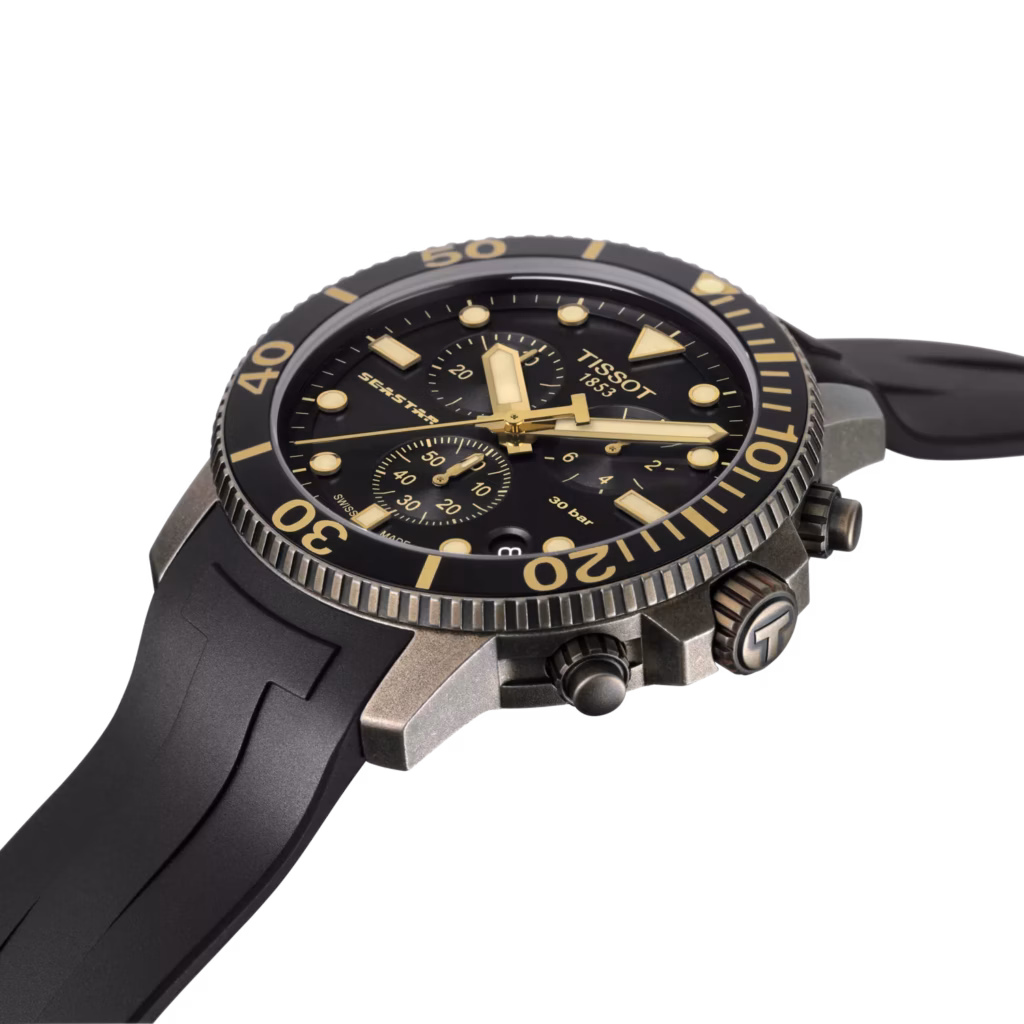 TISSOT 天梭 Seastar 1000 Quartz chronograph 古銅金海星三眼計時錶 T120.417.37.051.01
