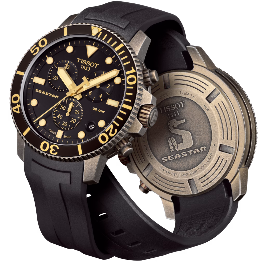 TISSOT 天梭 Seastar 1000 Quartz chronograph 古銅金海星三眼計時錶 T120.417.37.051.01