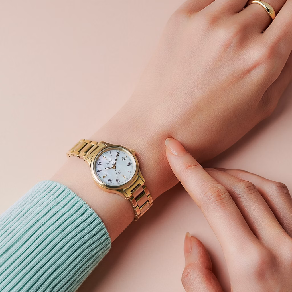 CITIZEN 星辰 xC hikari collection 光系列 琥珀金 光動能電波女錶 ES9492-57D