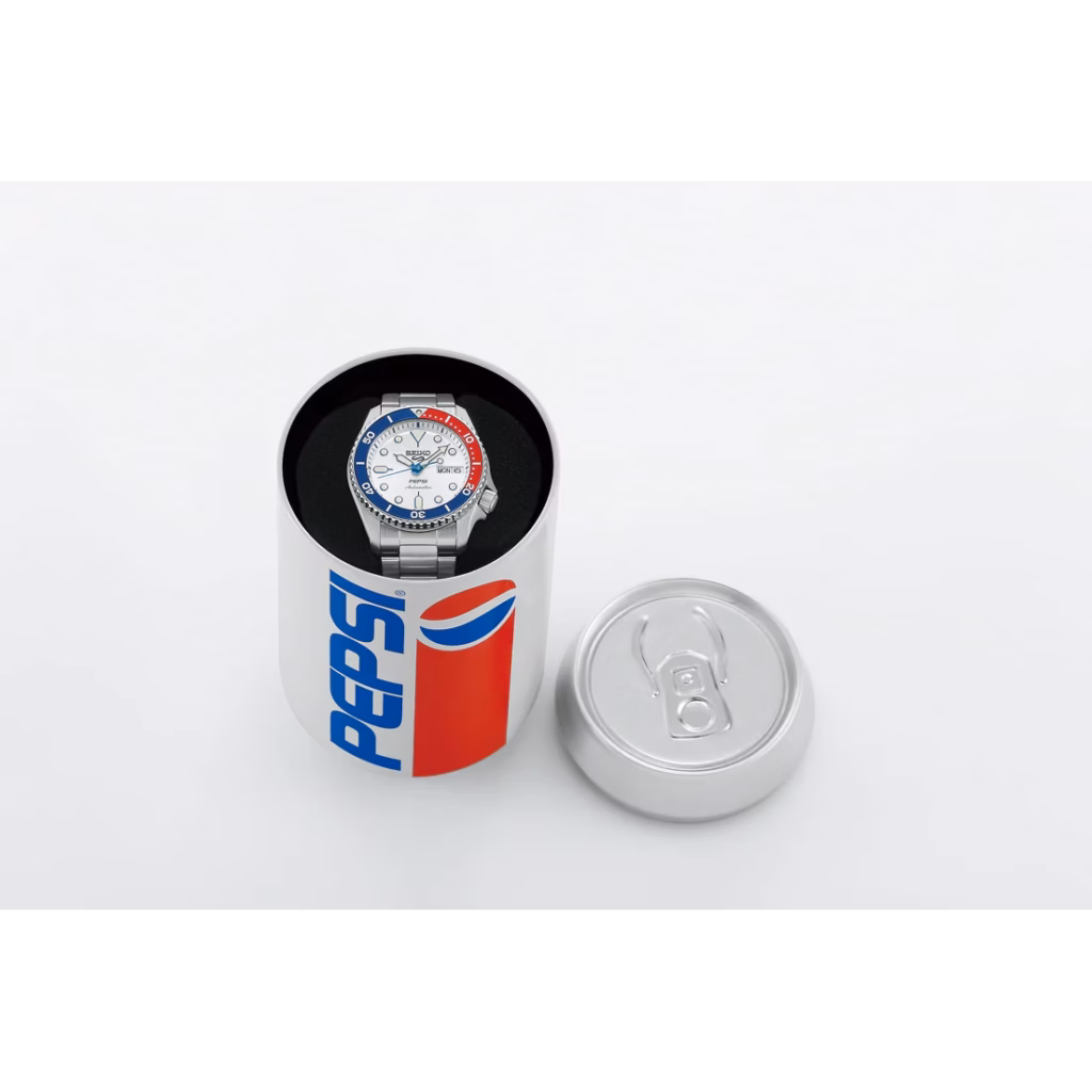 SEIKO 精工 5 Sports SRPL99K1 Day-date Pepsi®百事可樂聯名限量機械錶 4R36-17Y0S