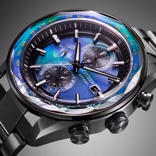 CITIZEN 星辰 ATTESA ACT Line 黑鈦系列 宇宙幻彩限量版 光動能全球電波時計錶 AT8314-53L：圖片 5