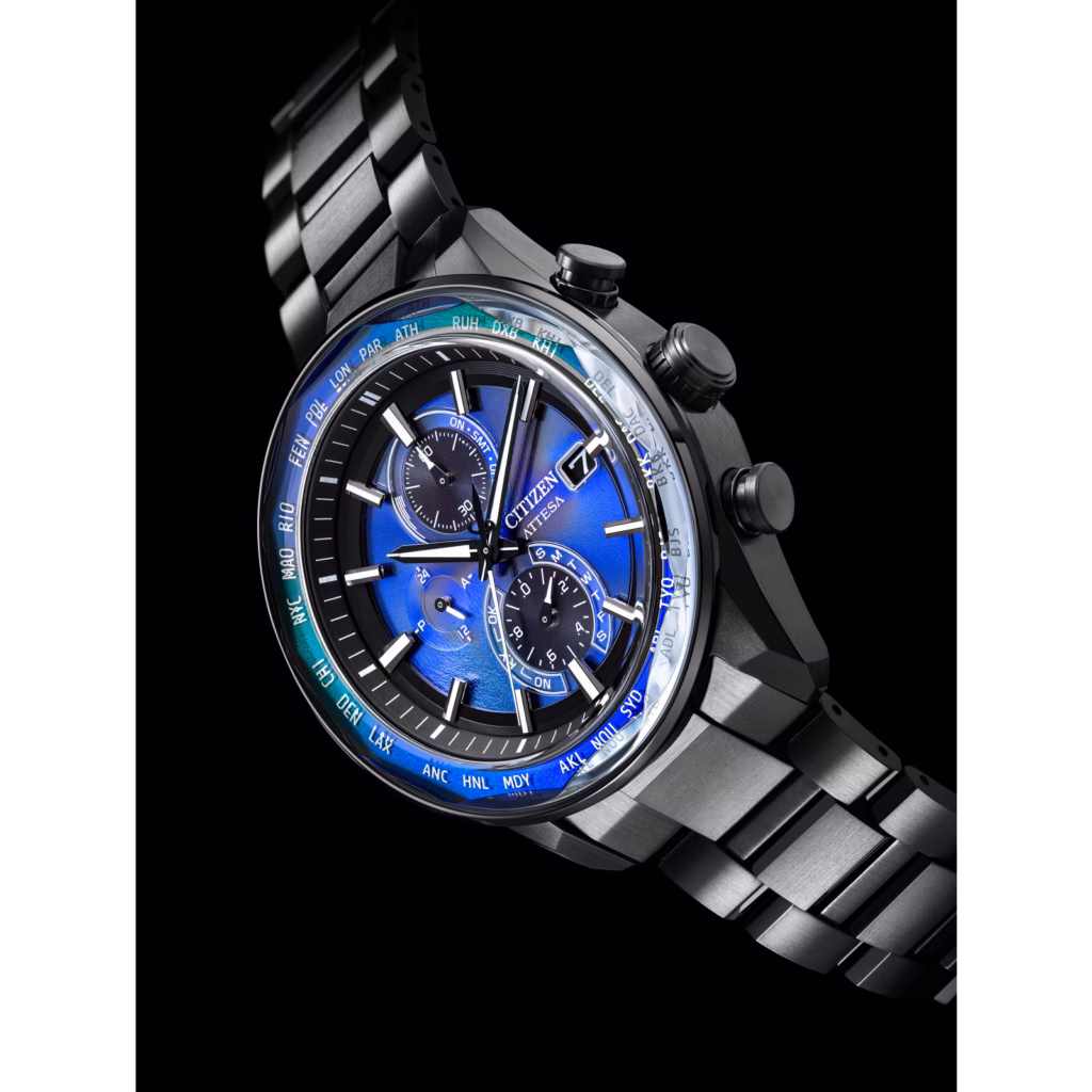 CITIZEN 星辰 ATTESA ACT Line 黑鈦系列 宇宙幻彩限量版 光動能全球電波時計錶 AT8314-53L