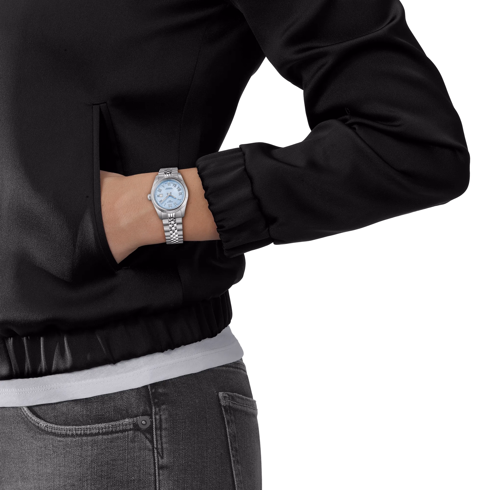 TISSOT 天梭 Ballade Powermatic 48 COSC 30MM 寶環系列 冰藍 機械女錶 T156.208.11.353.00