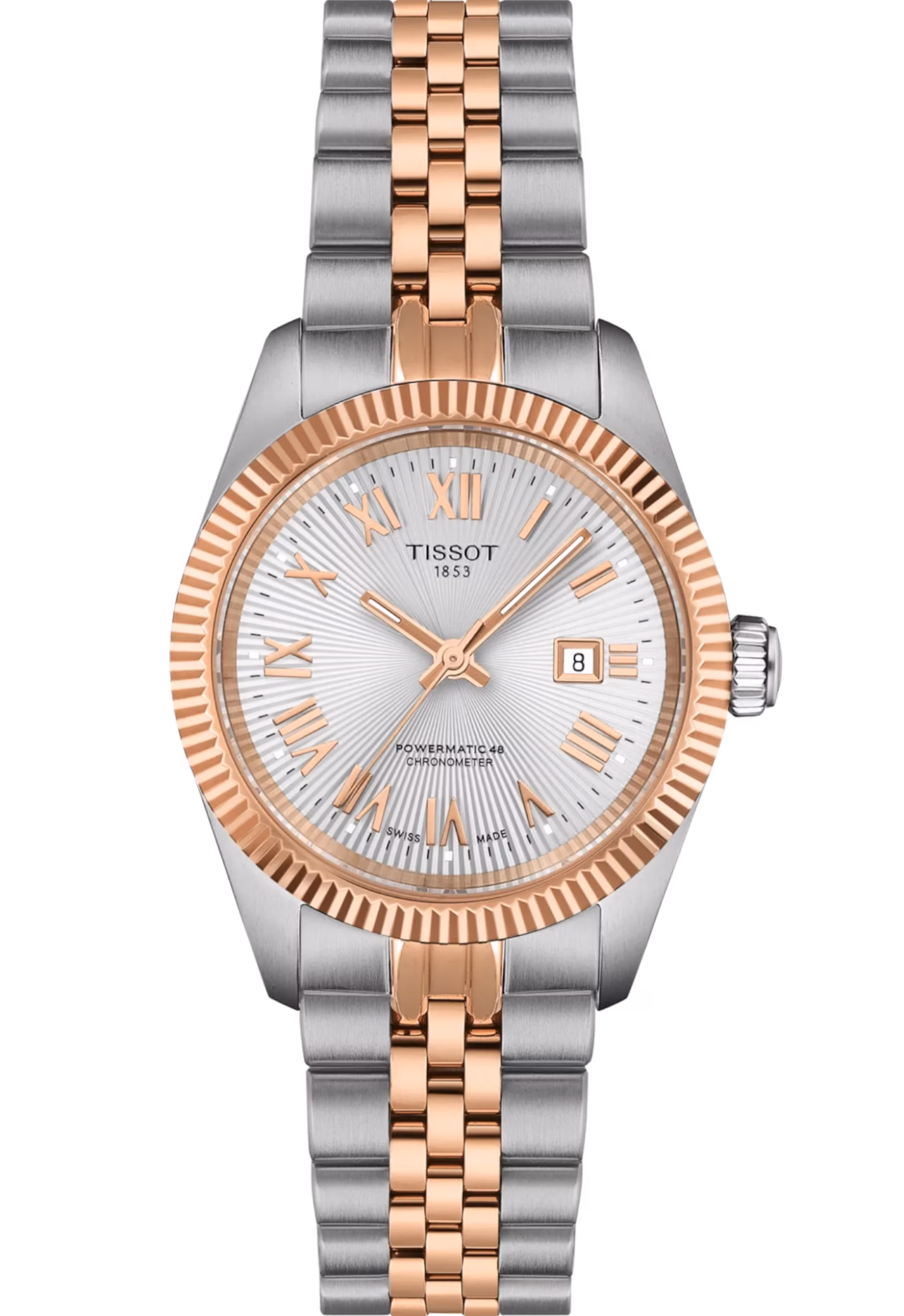 TISSOT 天梭 Ballade Powermatic 48 COSC 30MM 寶環系列 玫瑰金 機械女錶 T156.208.22.033.00