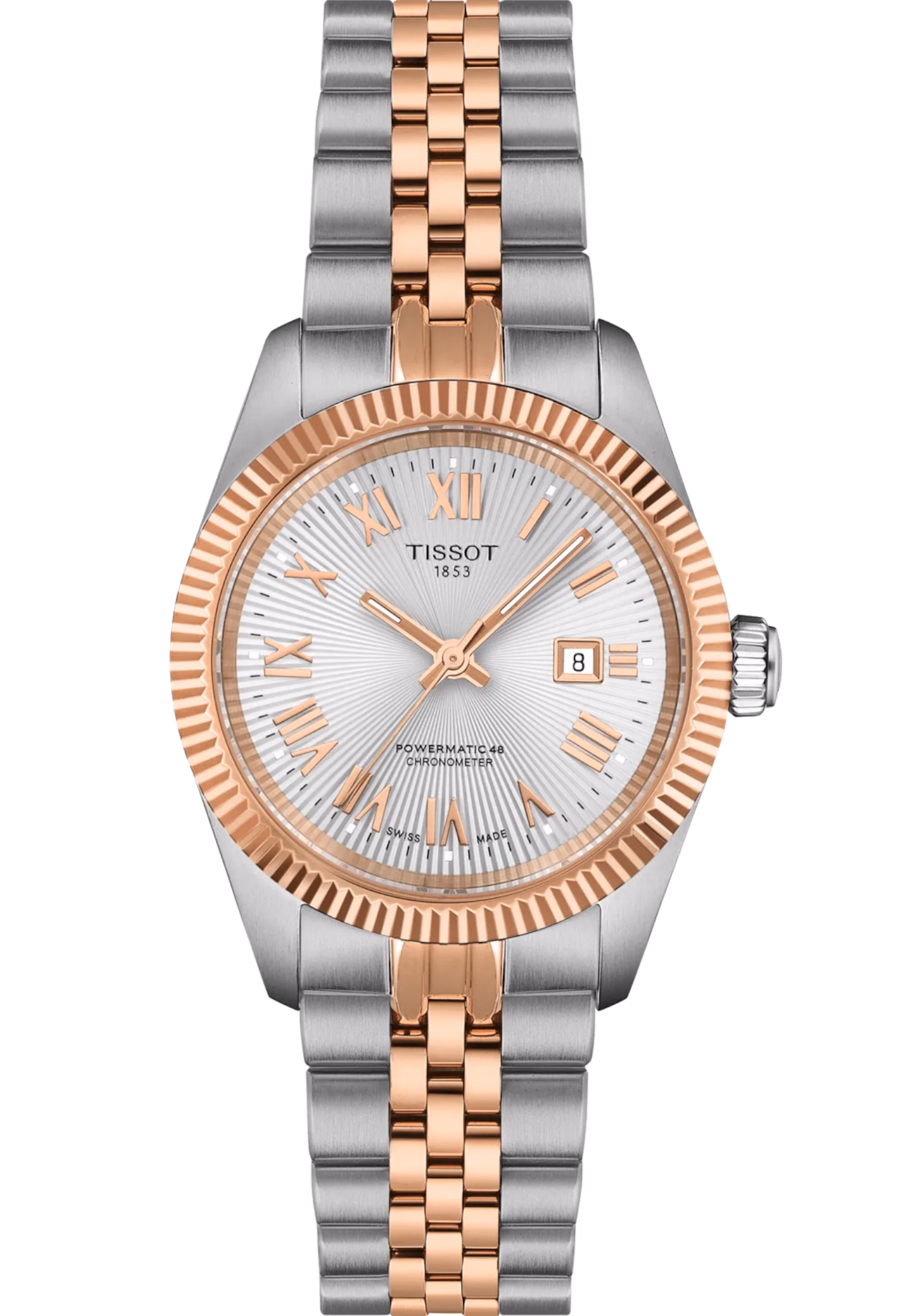 TISSOT 天梭 Ballade Powermatic 48 COSC 30MM 寶環系列 玫瑰金 機械女錶 T156.208.22.033.00