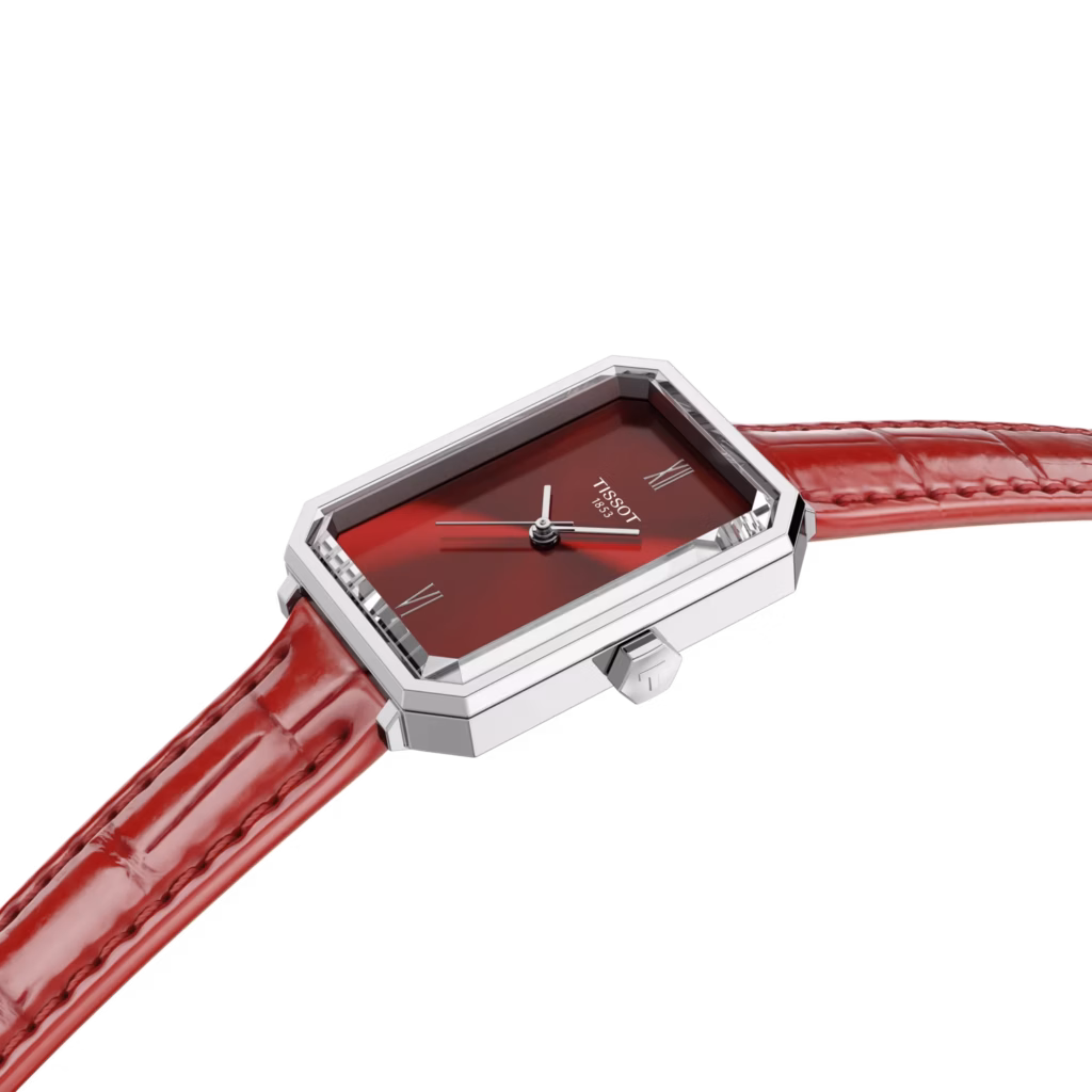 TISSOT 天梭 SRV 30mm 酒紅色 方形女裝腕錶 T160.110.16.423.00