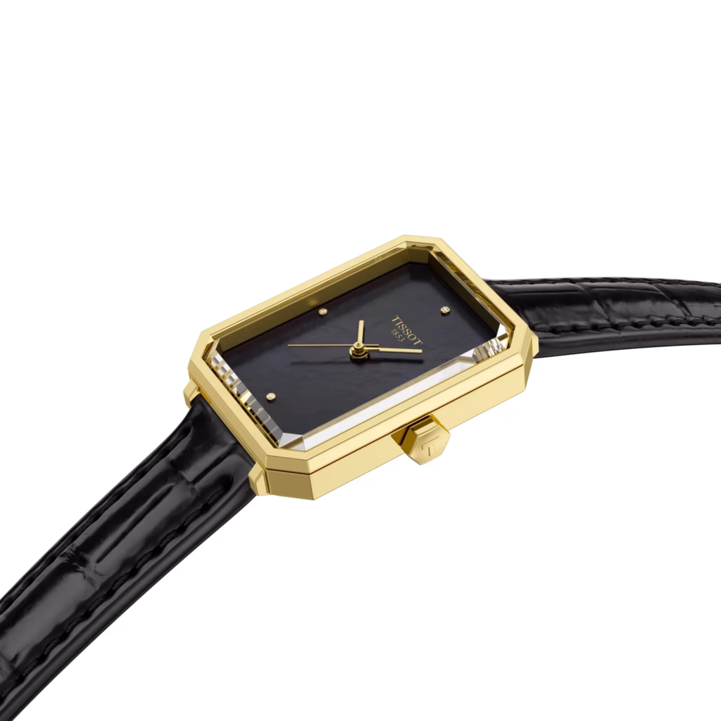 TISSOT 天梭 SRV 30mm  黑珍珠 金色方形女裝腕錶 T160.110.36.126.00