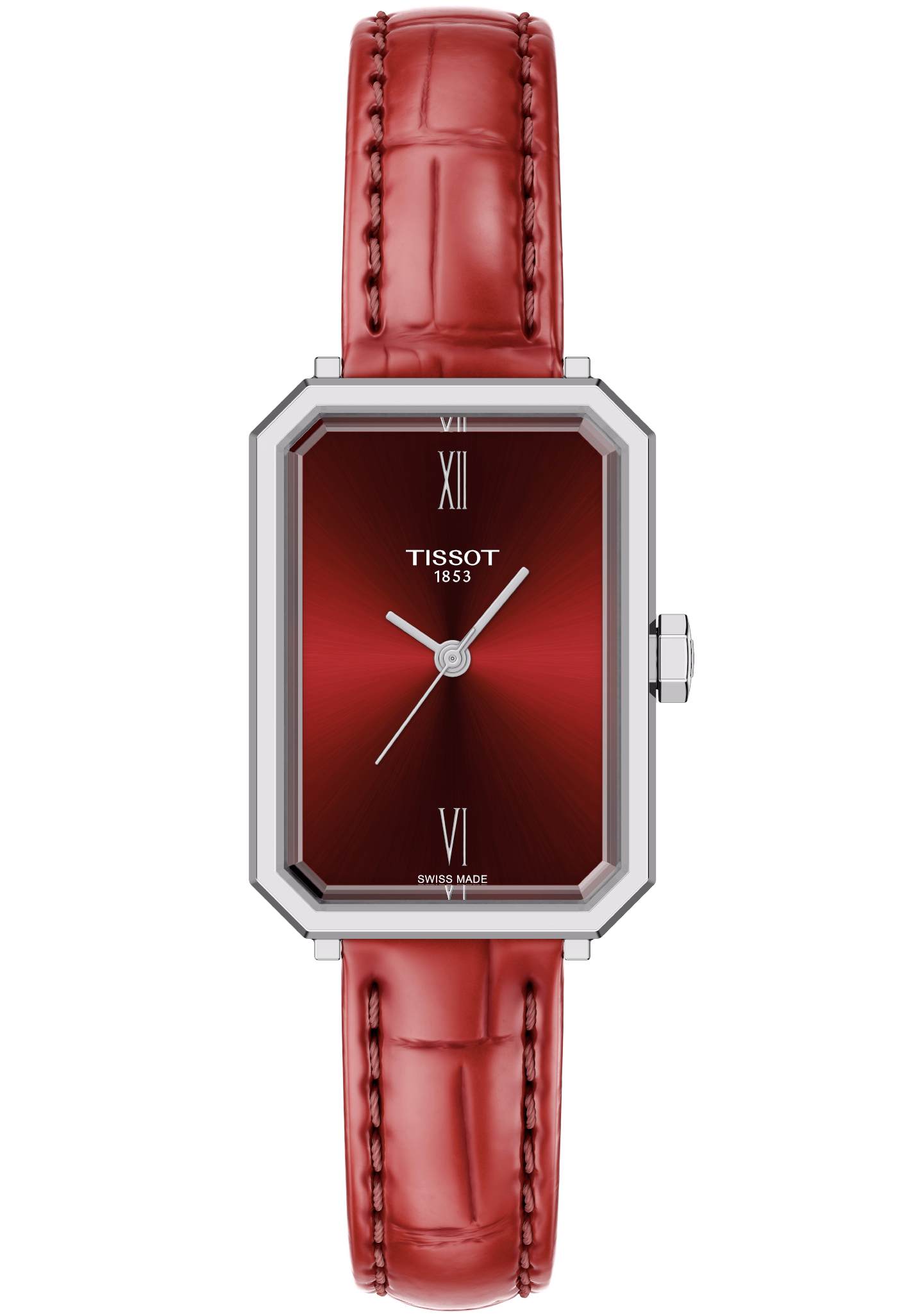 TISSOT 天梭 SRV 30mm 酒紅色 方形女裝腕錶 T160.110.16.423.00