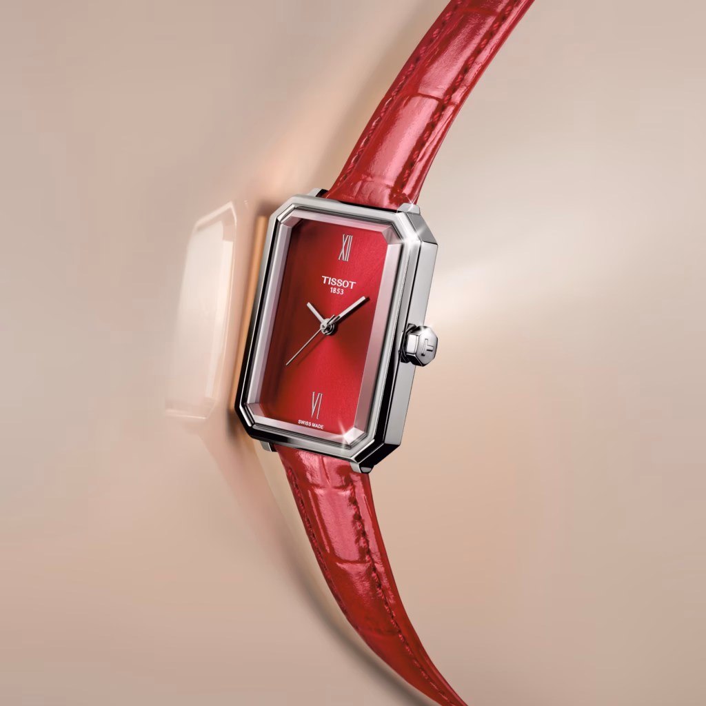 TISSOT 天梭 SRV 30mm 酒紅色 方形女裝腕錶 T160.110.16.423.00