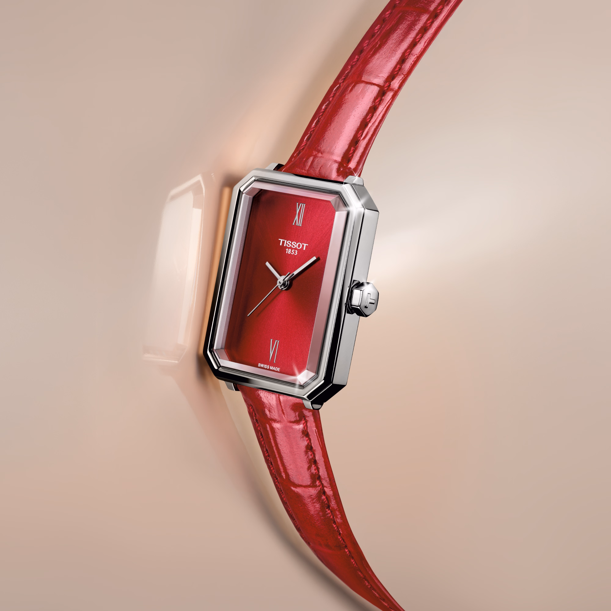 TISSOT 天梭 SRV 30mm 酒紅色 方形女裝腕錶 T160.110.16.423.00