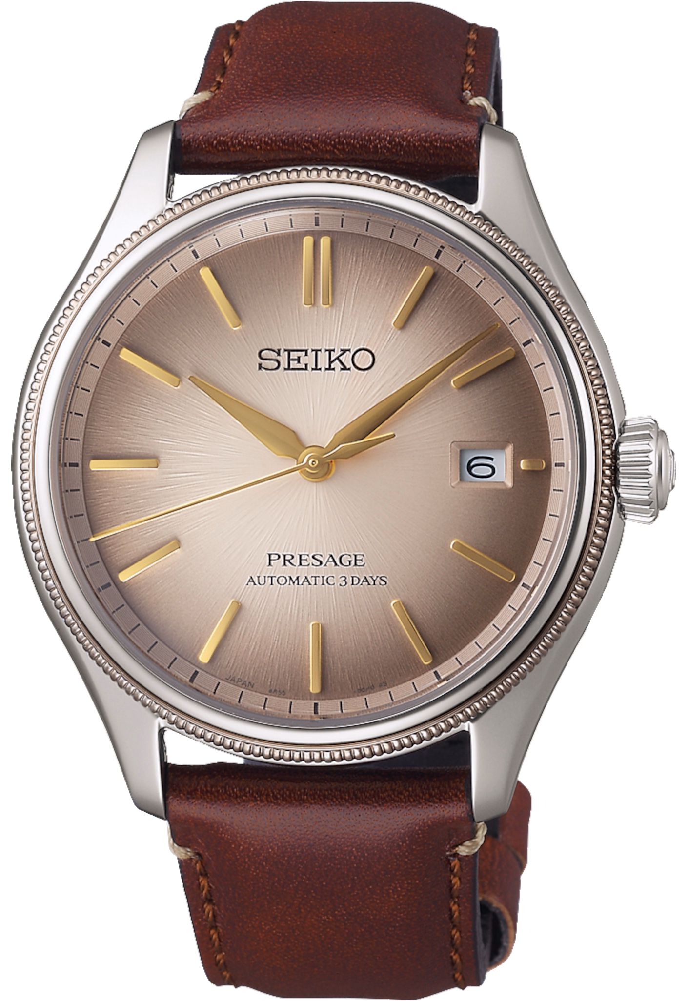 SEIKO 精工 Presage SPB529J1 江戶白茶 再造皮革 限量經典機械錶 6R55-00R0J