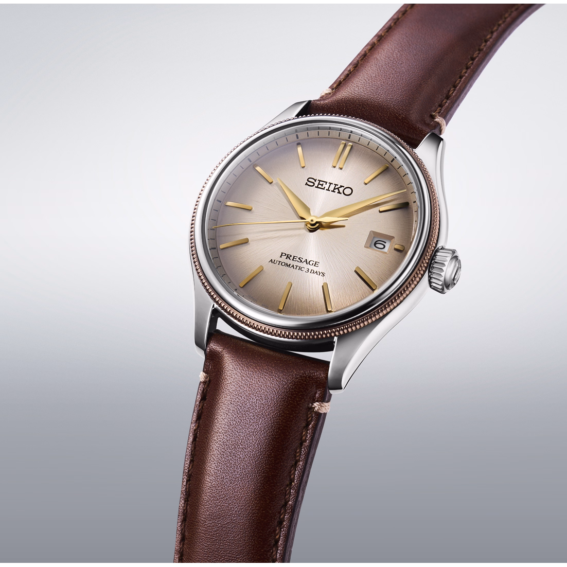 SEIKO 精工 Presage SPB529J1 江戶白茶 再造皮革 限量經典機械錶 6R55-00R0J