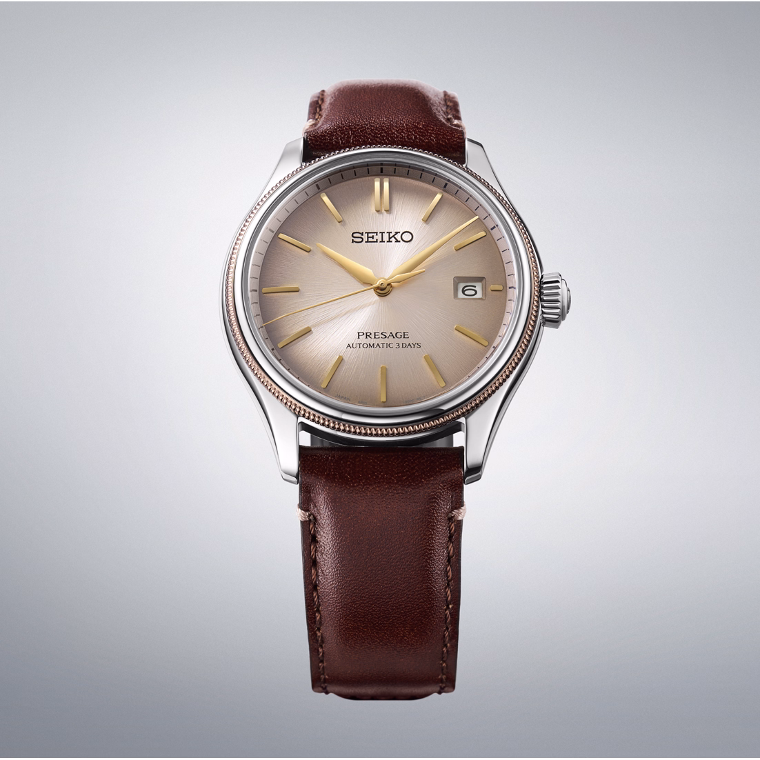 SEIKO 精工 Presage SPB529J1 江戶白茶 再造皮革 限量經典機械錶 6R55-00R0J