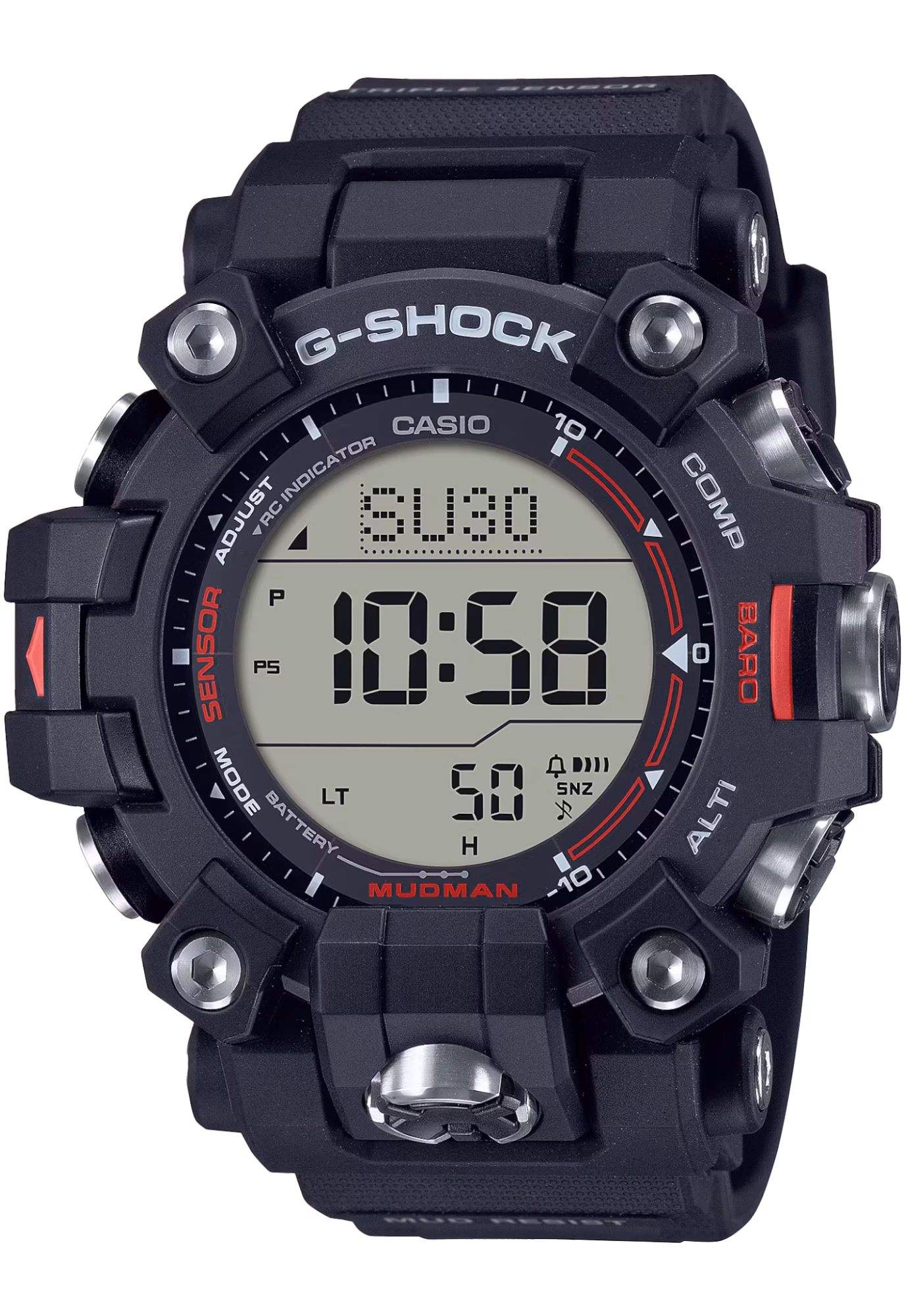 CASIO 卡西歐 G-SHOCK GW-9500-1 MUDMAN系列 野地紅 電波太陽能數位錶