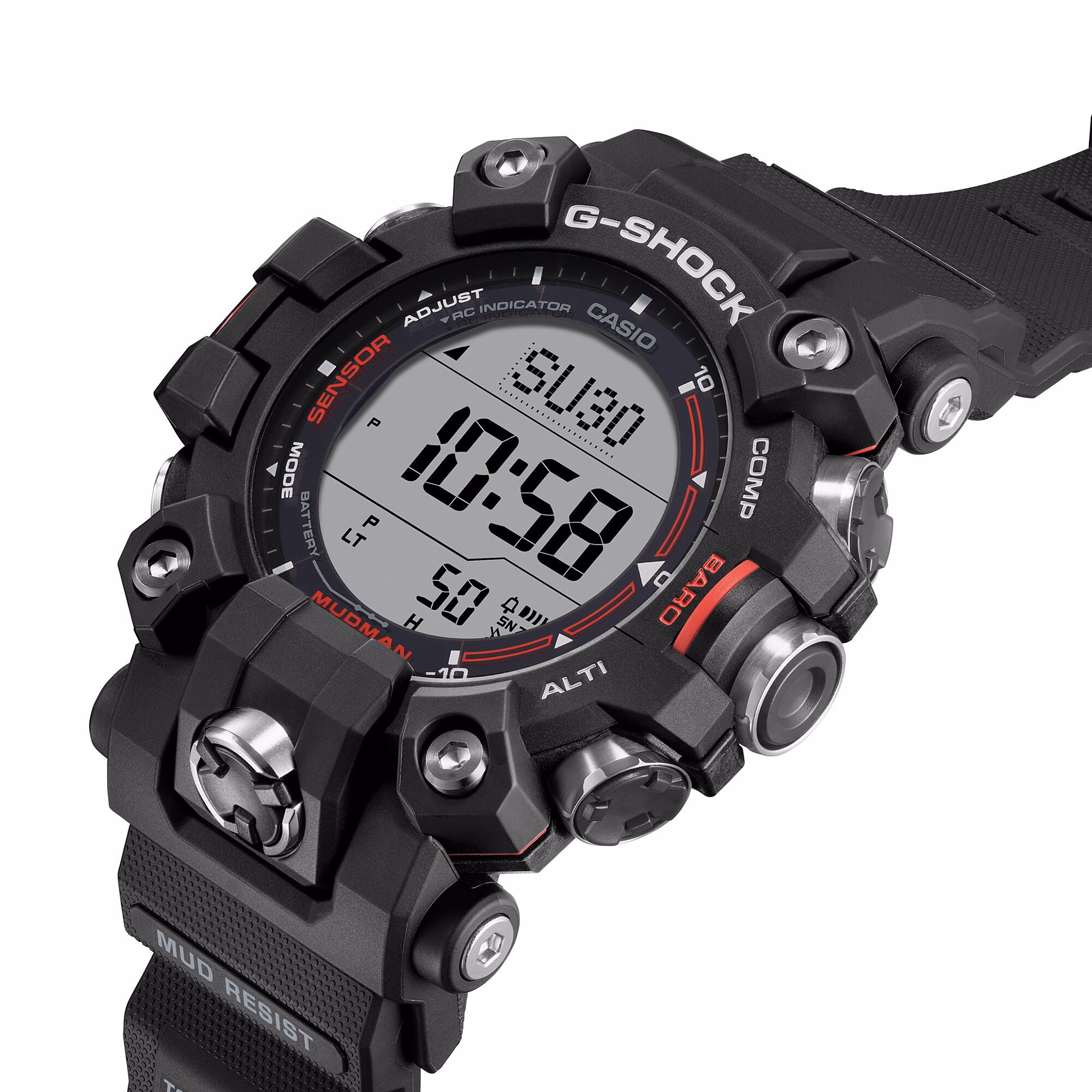 CASIO 卡西歐 G-SHOCK GW-9500-1 MUDMAN系列 野地紅 電波太陽能數位錶
