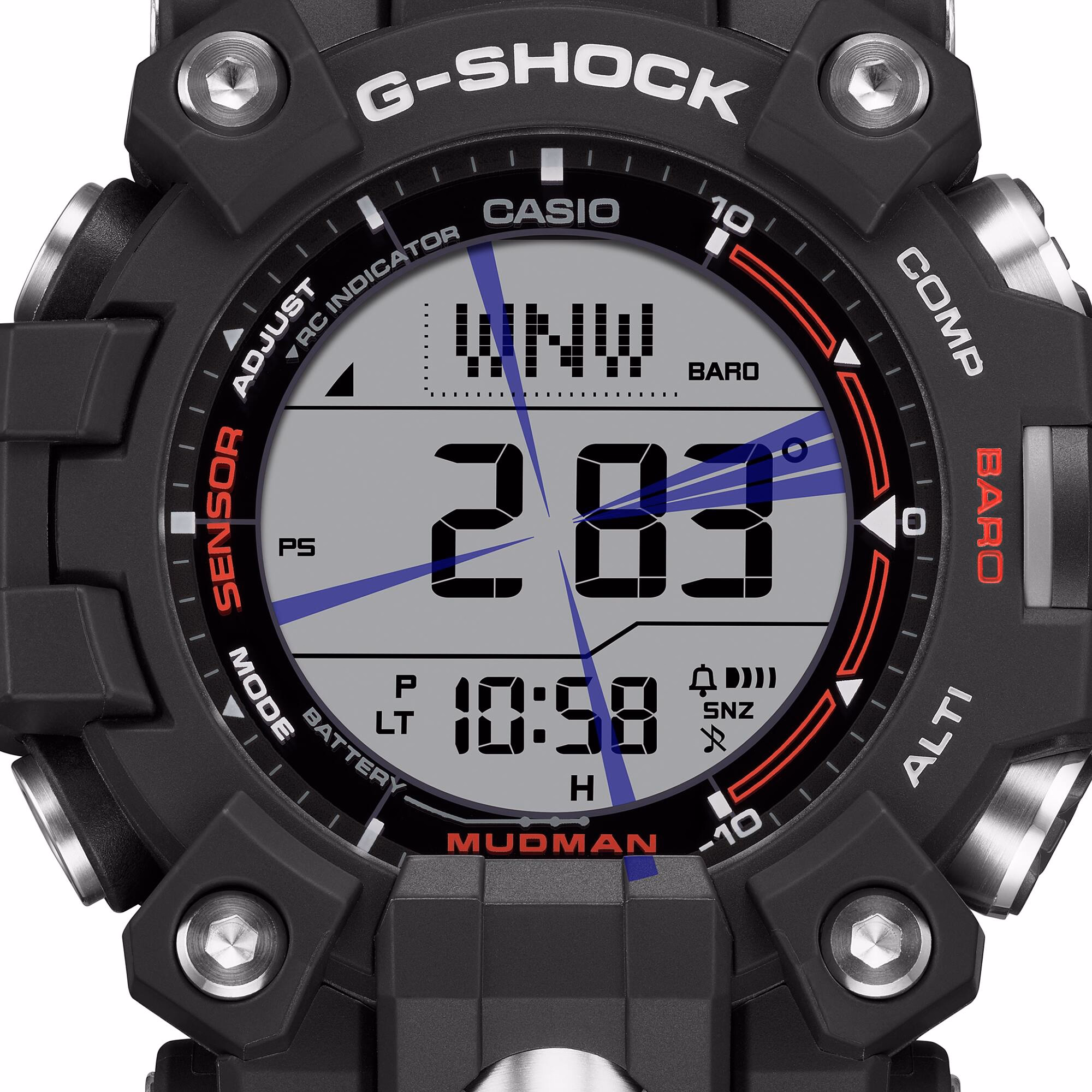 CASIO 卡西歐 G-SHOCK GW-9500-1 MUDMAN系列 野地紅 電波太陽能數位錶