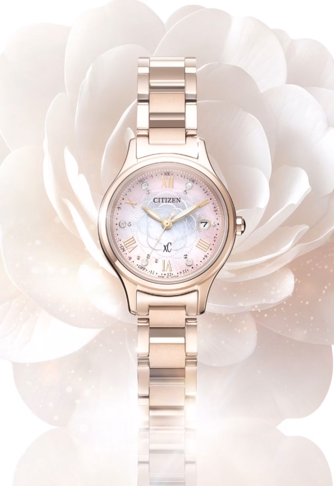 CITIZEN 星辰 xC hikari collection 光系列 限定 粉色山茶花 光動能電波女錶 ES9498-69N