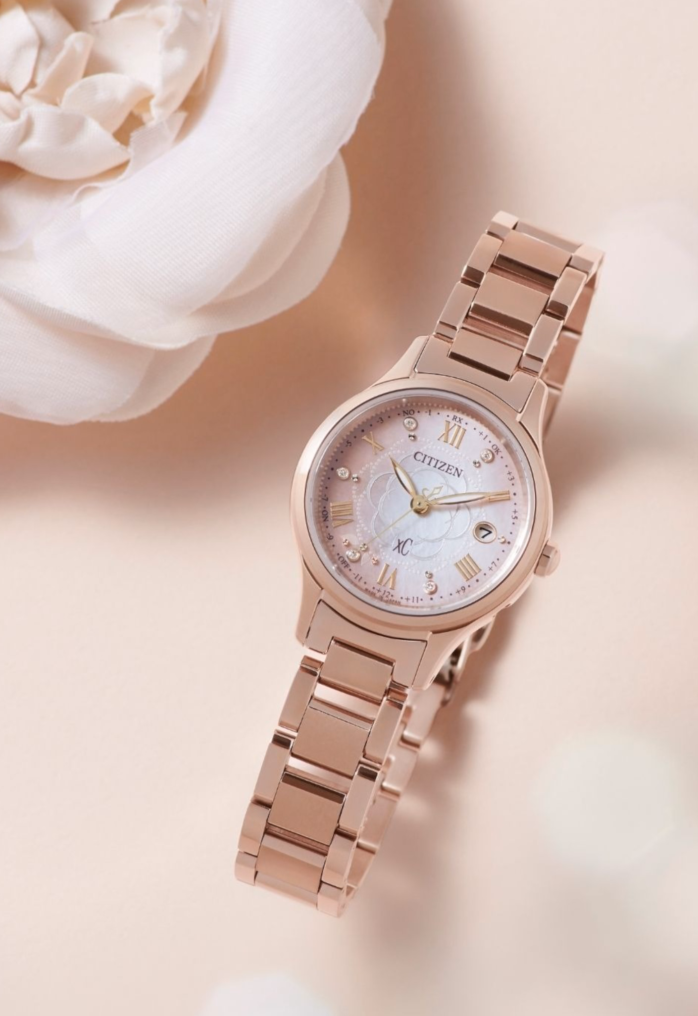 CITIZEN 星辰 xC hikari collection 光系列 限定 粉色山茶花 光動能電波女錶 ES9498-69N：圖片 5
