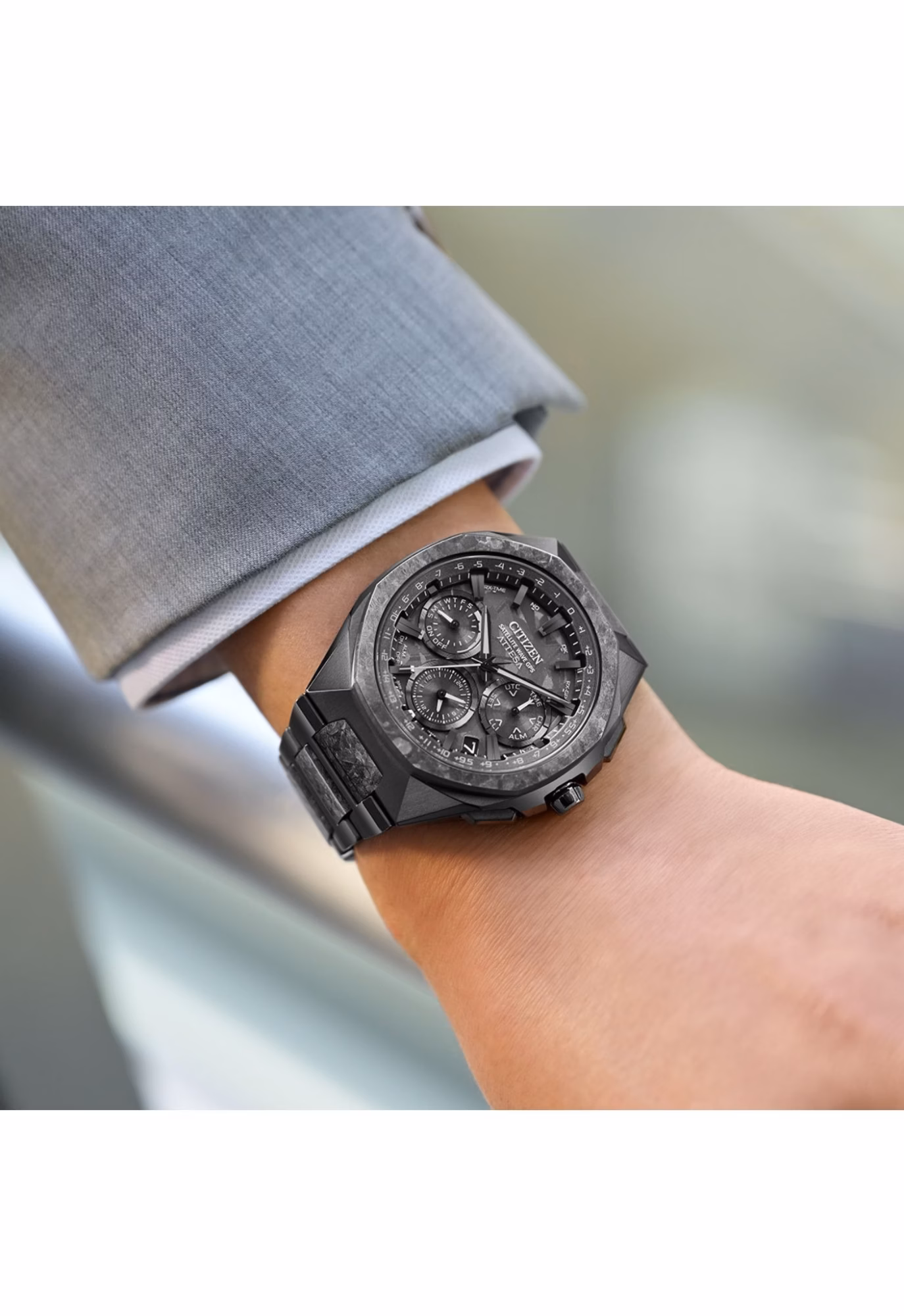 CITIZEN 星辰 ATTESA ACT Line 曜鈦八角系列 限量光動能GPS衛星對時錶 CC4107-80H