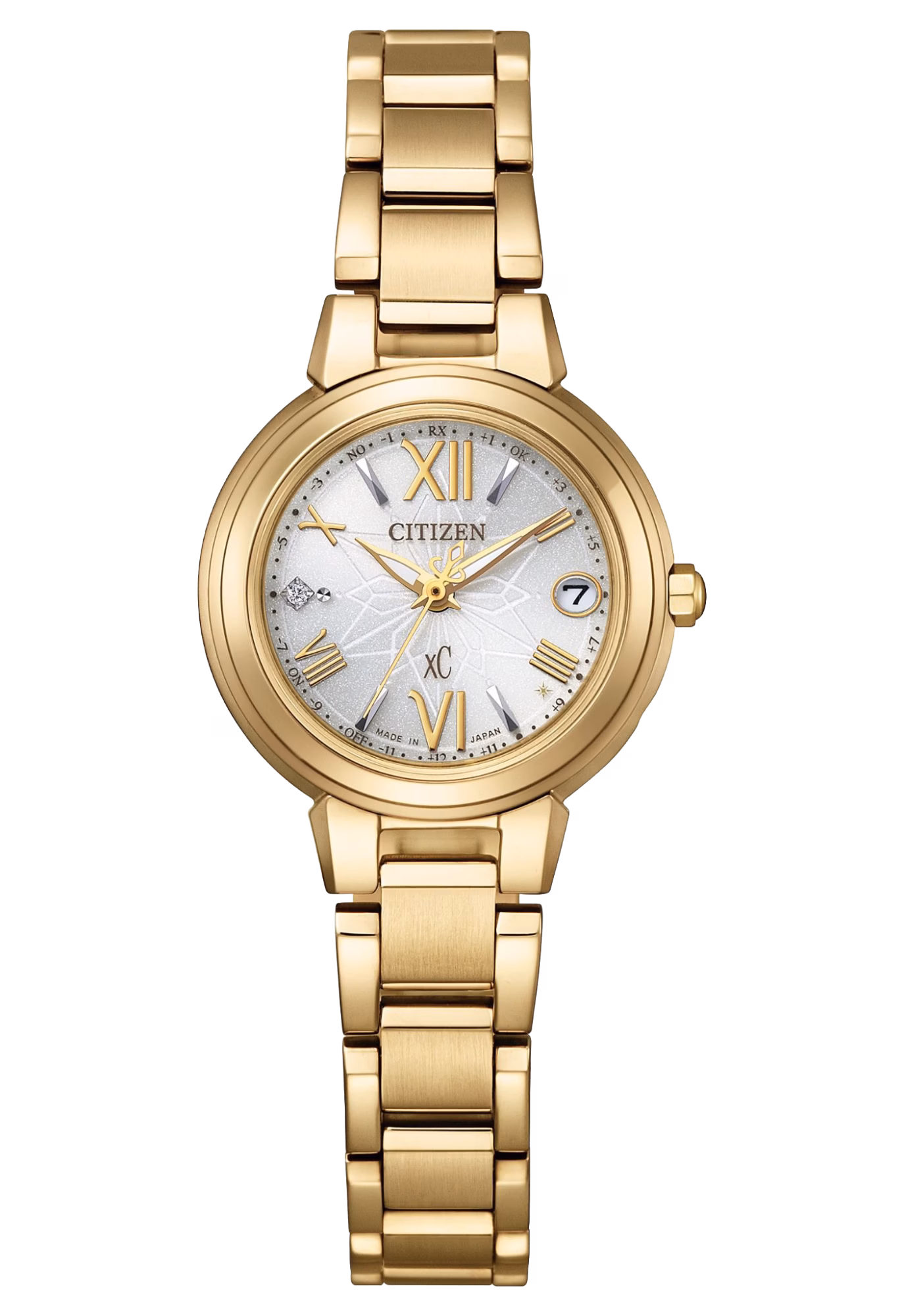 Citizen 星辰錶 XC 限定款金色萬年曆光動能電波錶 ES9433-56A