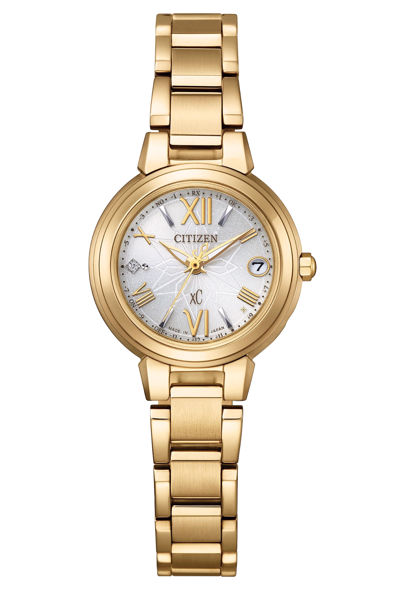 Citizen 星辰錶 XC 限定款金色萬年曆光動能電波錶 ES9433-56A：圖片 1