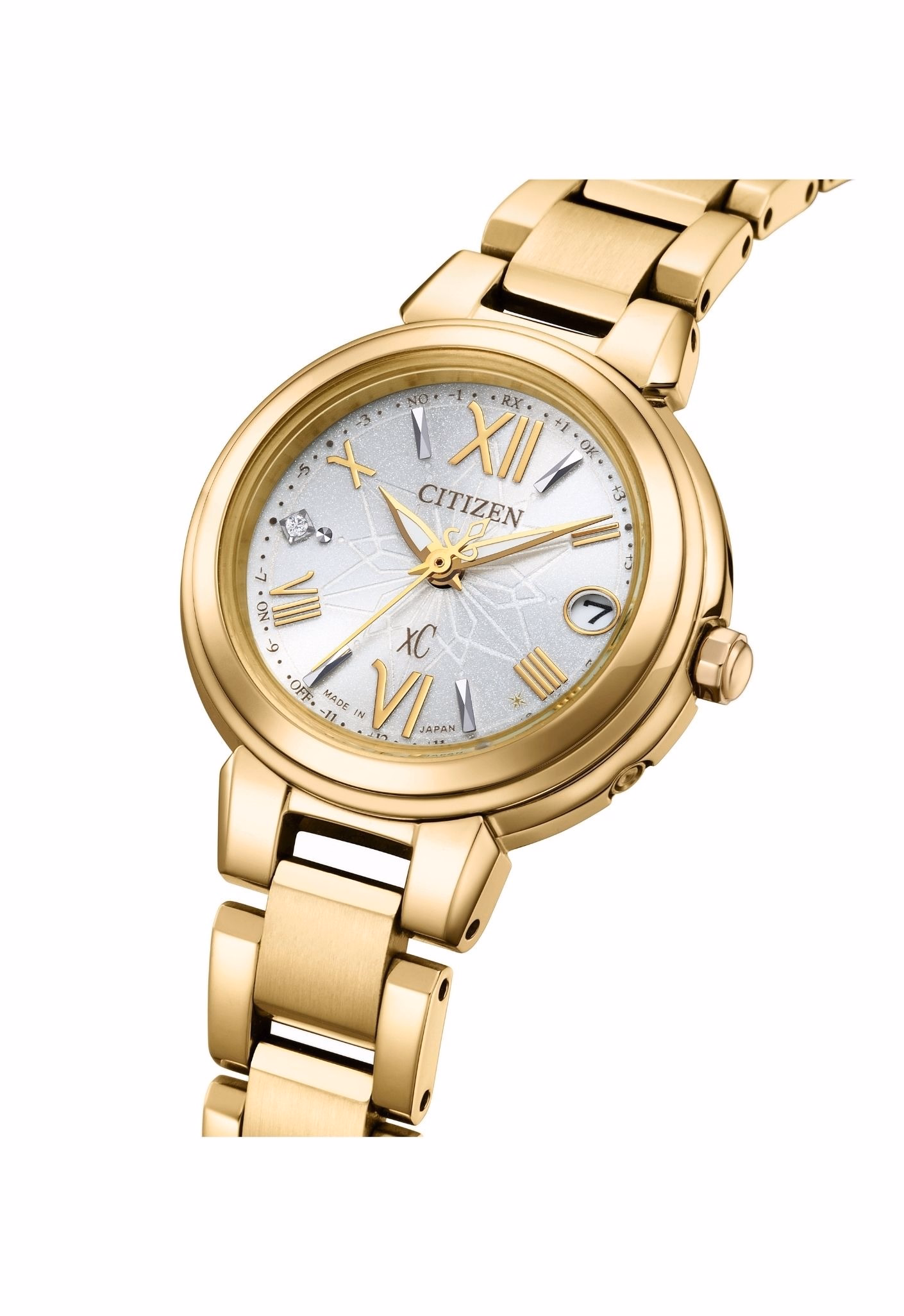 Citizen 星辰錶 XC 限定款金色萬年曆光動能電波錶 ES9433-56A：圖片 5