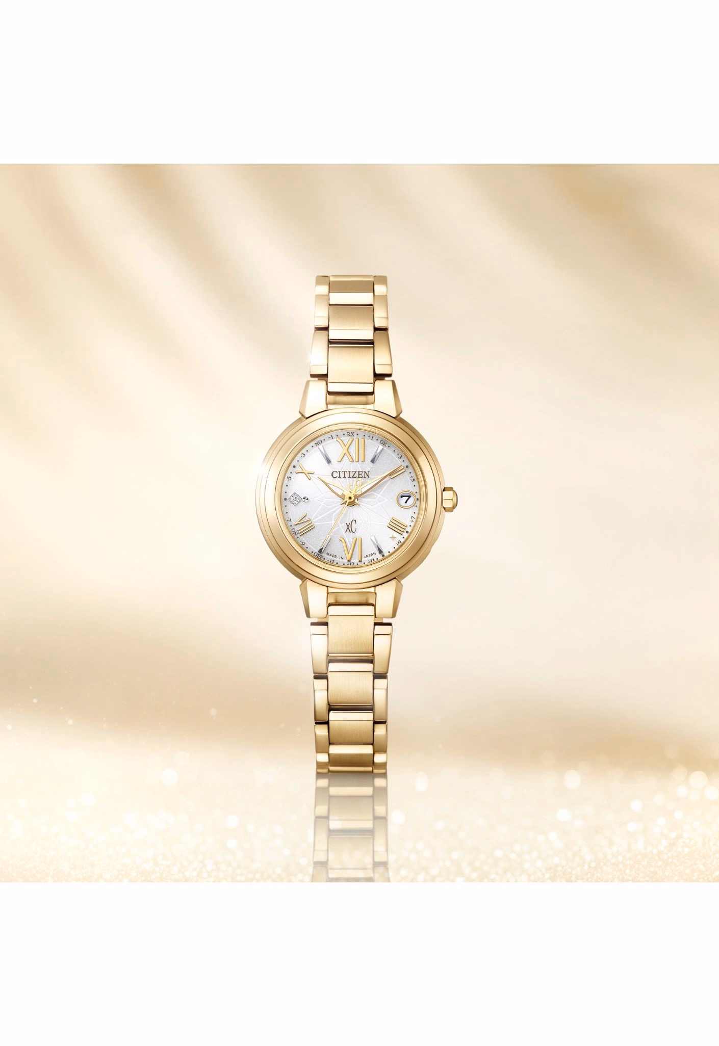 Citizen 星辰錶 XC 限定款金色萬年曆光動能電波錶 ES9433-56A：圖片 6