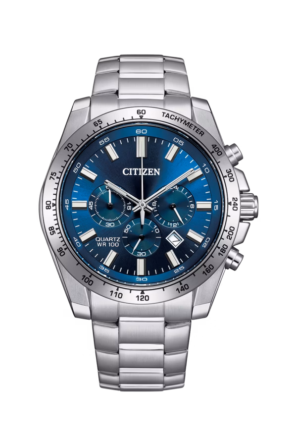 CITIZEN 星辰 Chronograph 冰藍色 經典三眼碼錶計時男錶 AN8230-59M