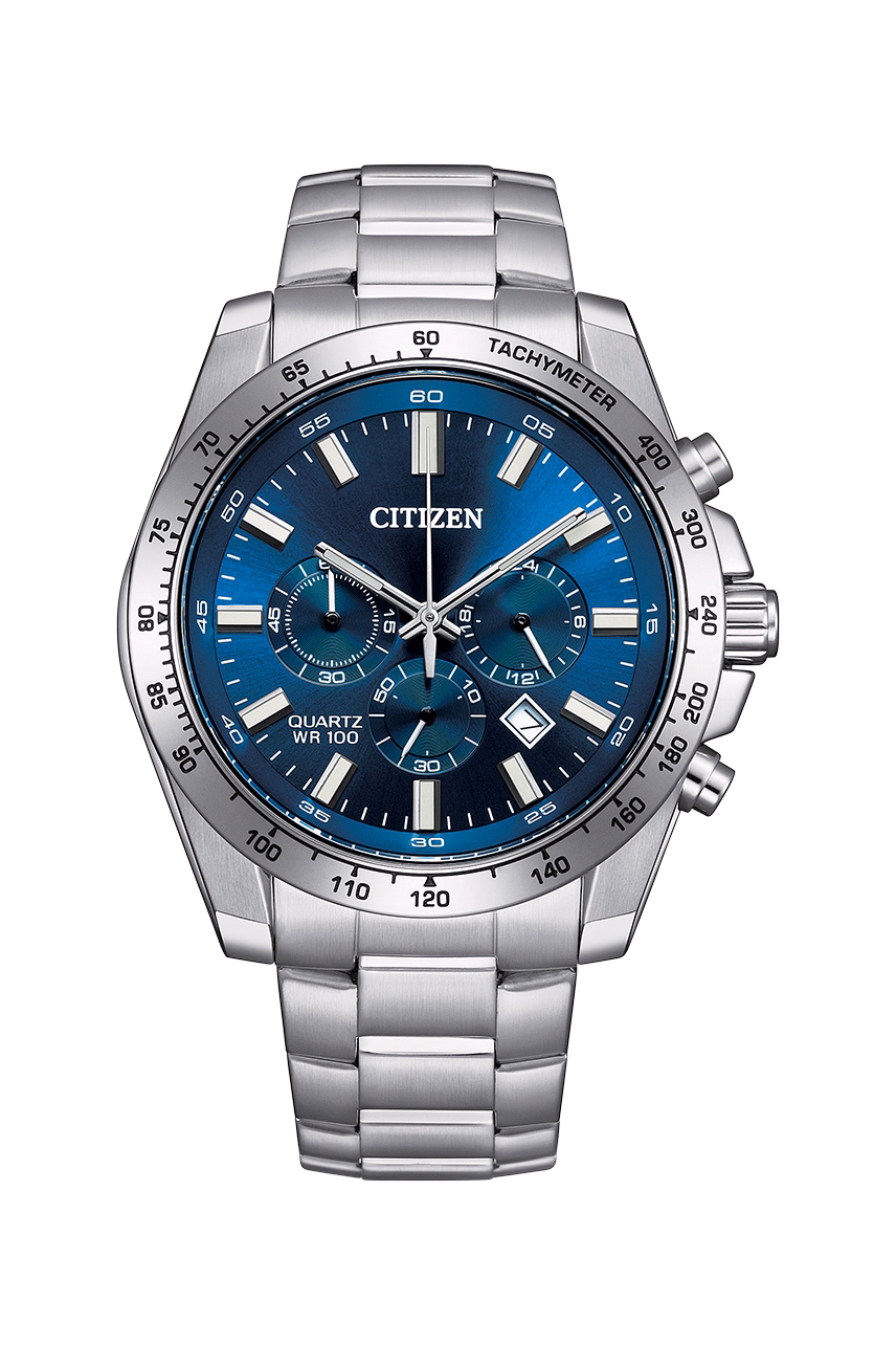 CITIZEN 星辰 Chronograph 冰藍色 經典三眼碼錶計時男錶 AN8230-59M