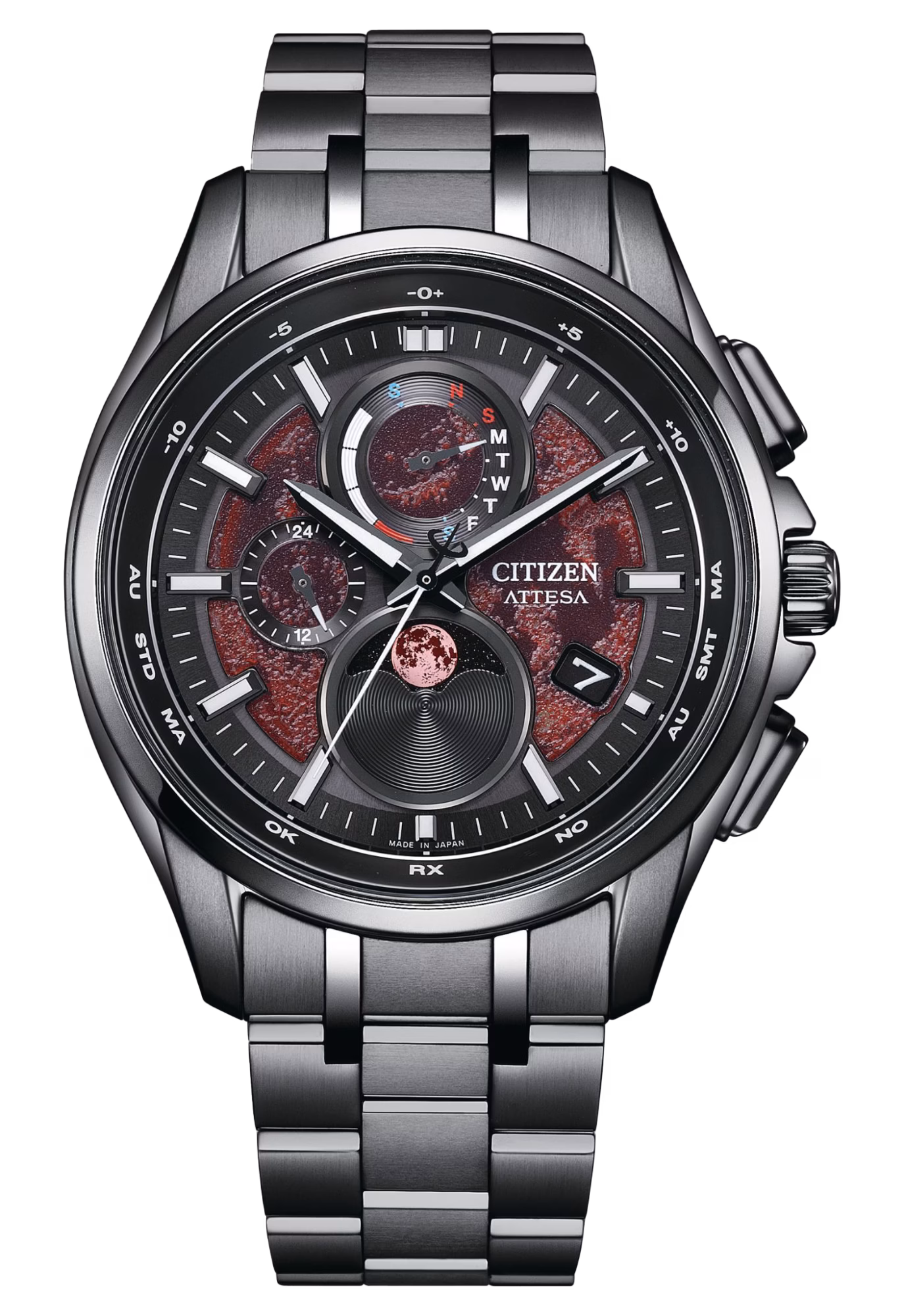 CITIZEN 星辰 ATTESA 血月限定款 限量光動能全球電波時計月相錶 BY1005-73Z