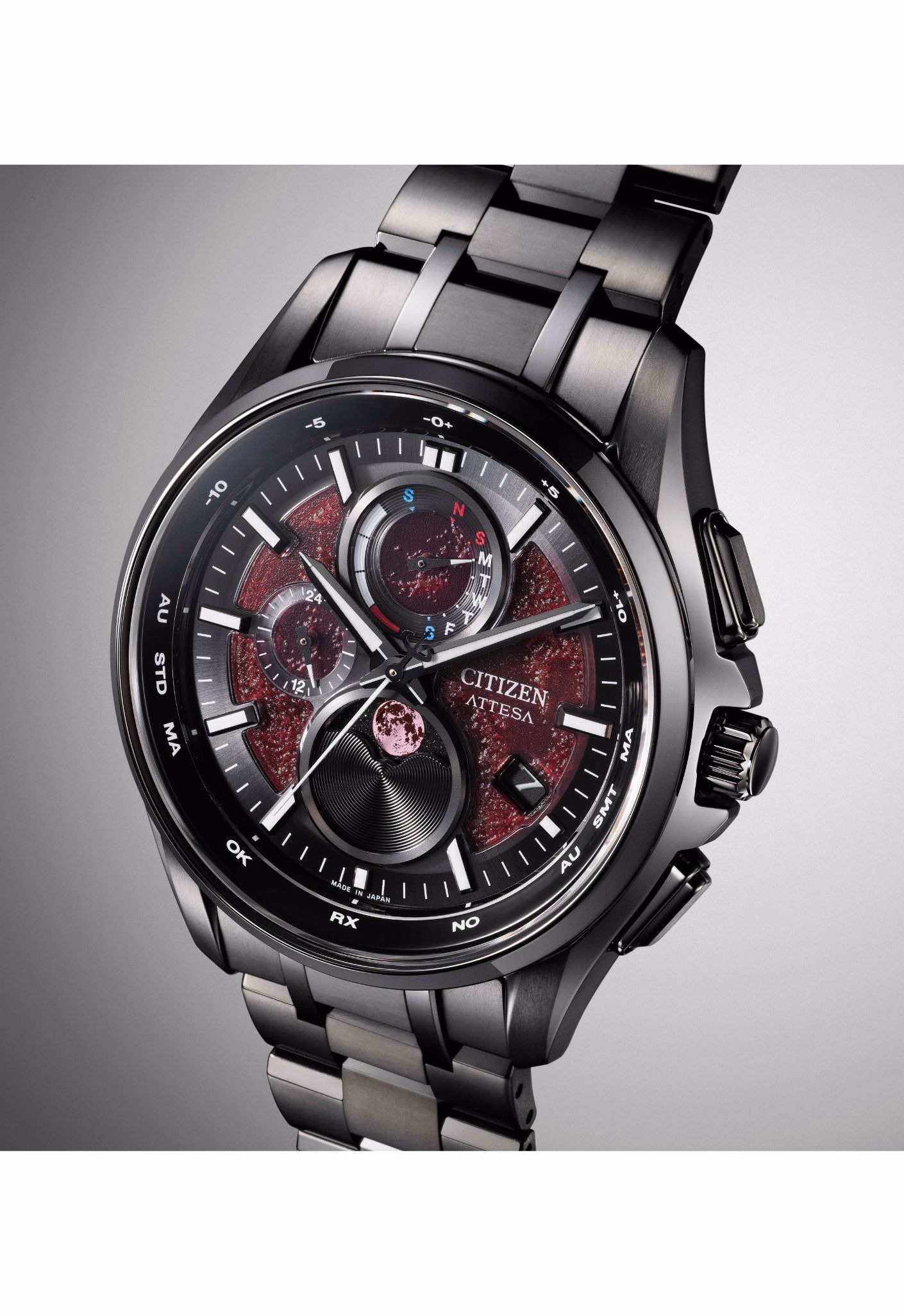 CITIZEN 星辰 ATTESA 血月限定款 限量光動能全球電波時計月相錶 BY1005-73Z：圖片 4