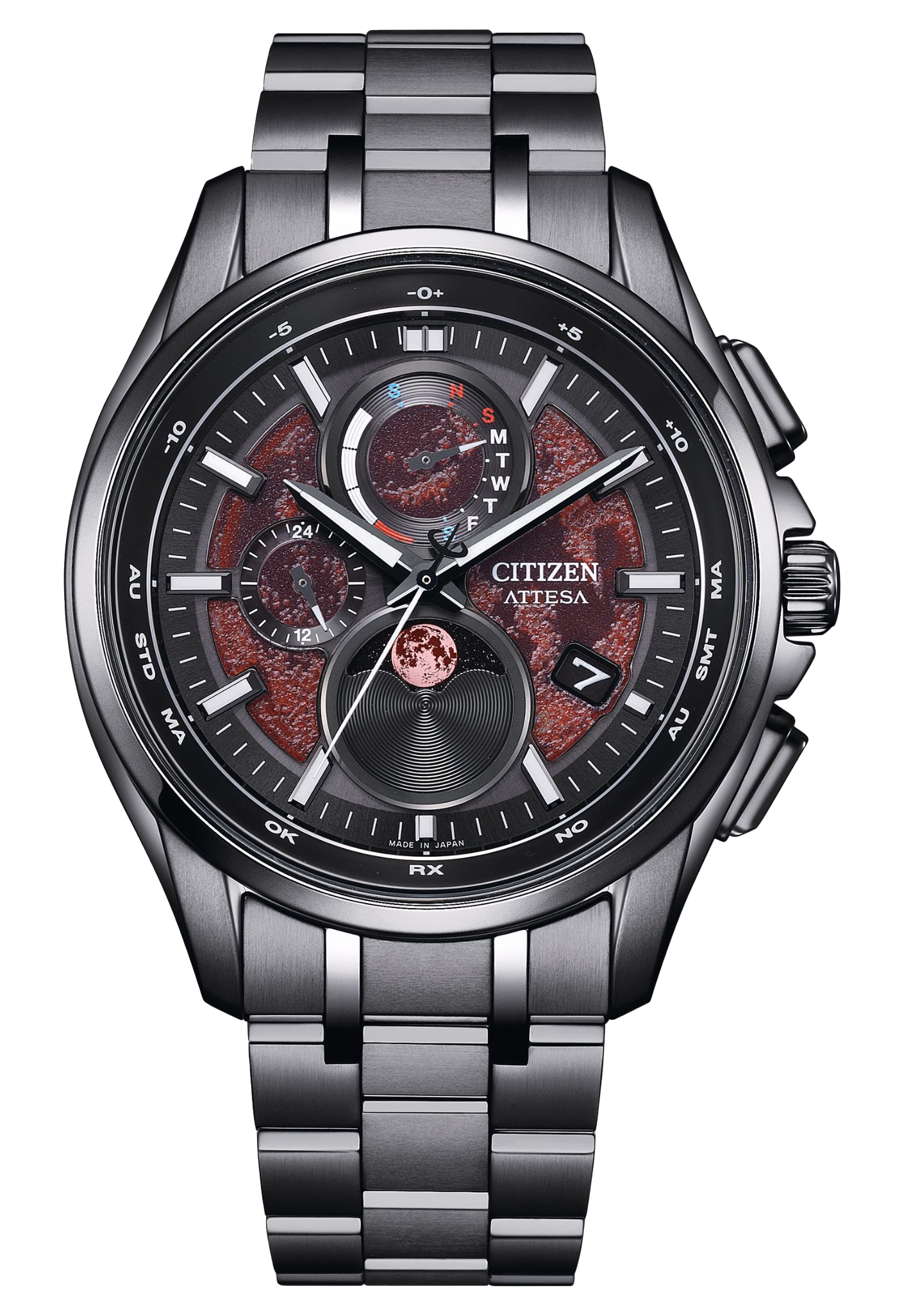 CITIZEN 星辰 ATTESA 血月限定款 限量光動能全球電波時計月相錶 BY1005-73Z：圖片 1