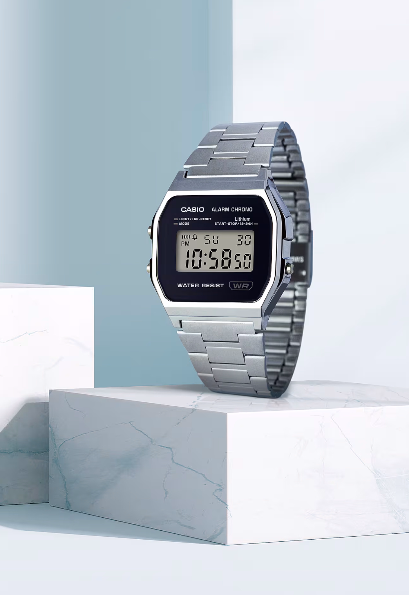 CASIO 卡西歐 A158WEA-1 黑色  復古方形腕錶：圖片 2